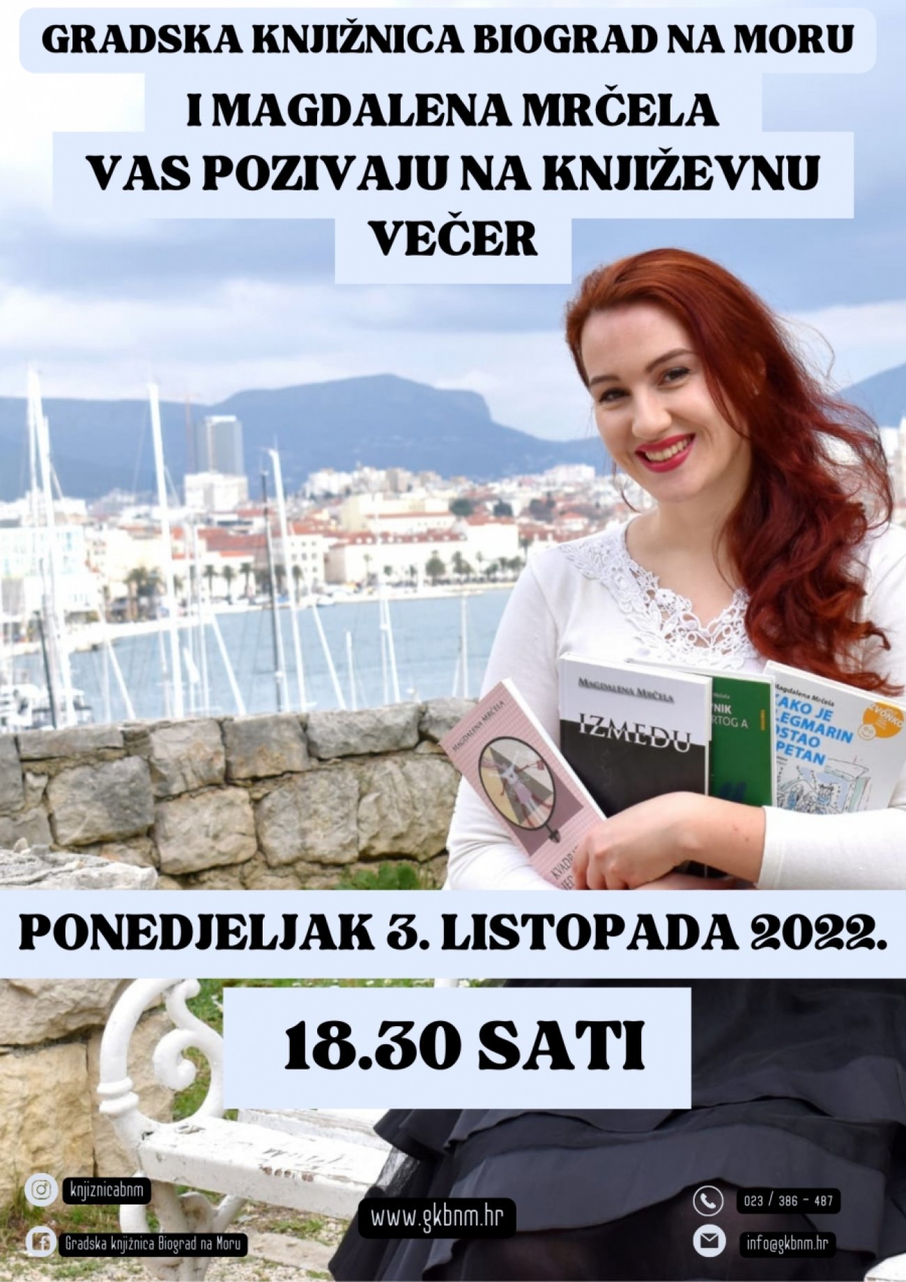 Gradska knjižnica Biograd na Moru vas poziva na književnu večer sa spisateljicom Magdalenom Mrčelom