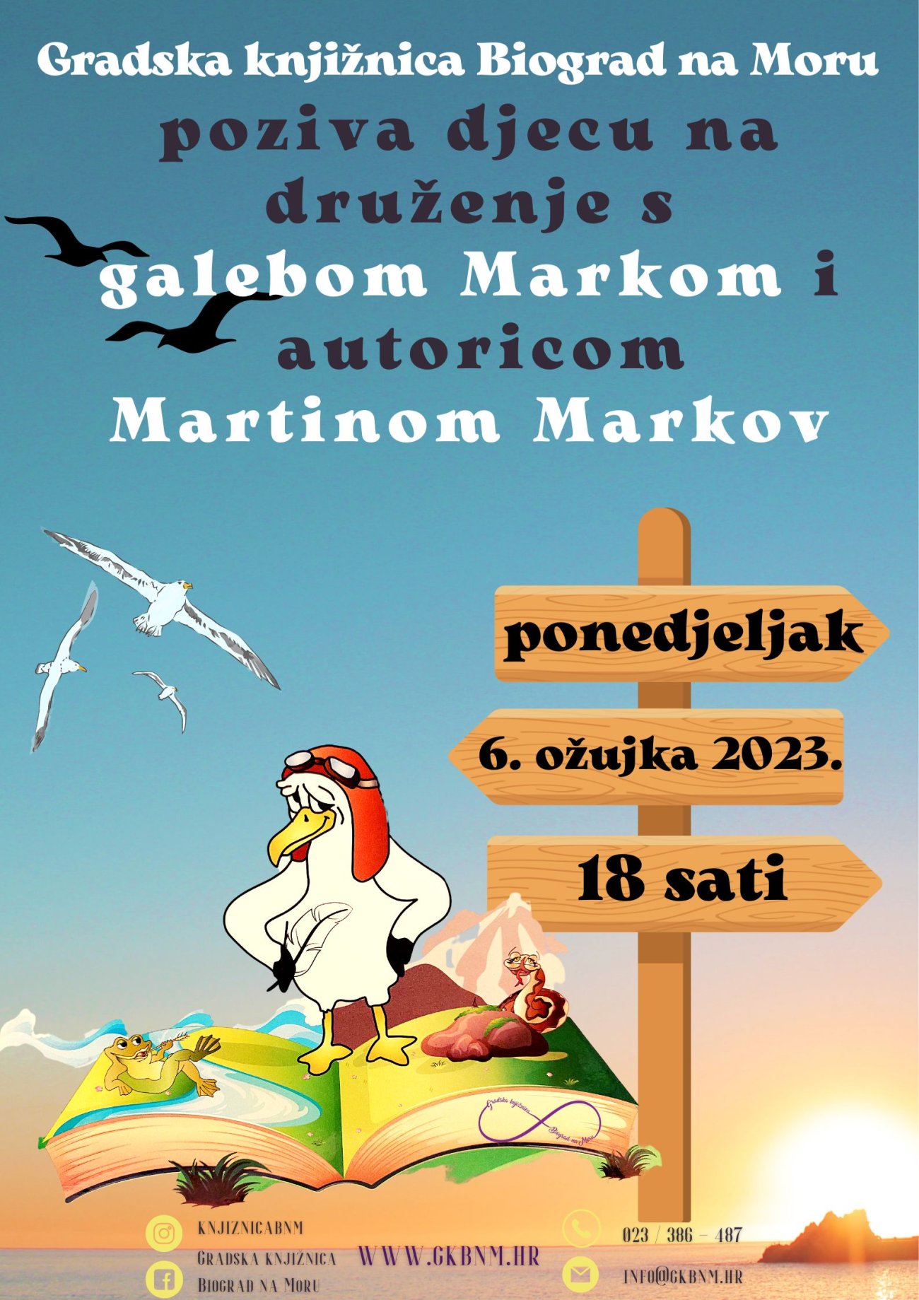 Galeb Marko u Gradskoj knjižnici Biograd na Moru, 6. ožujka 2023.